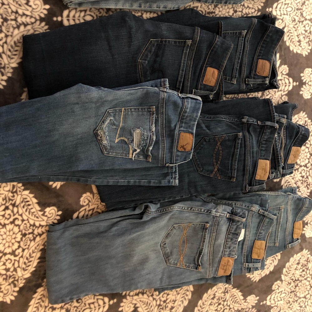 9 pair of name brand jeans. One jean skirt